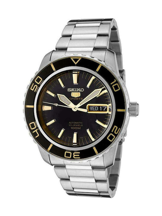 Seiko 5 Sports Ανδρικό Ρολόι 42mm Μπαταρίας με Ασημί Μεταλλικό Μπρασελέ