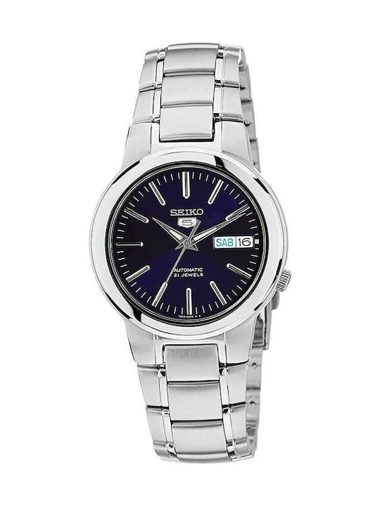 Seiko 5 Men's Watch 37mm Automatic with Silver Metal Bracelet