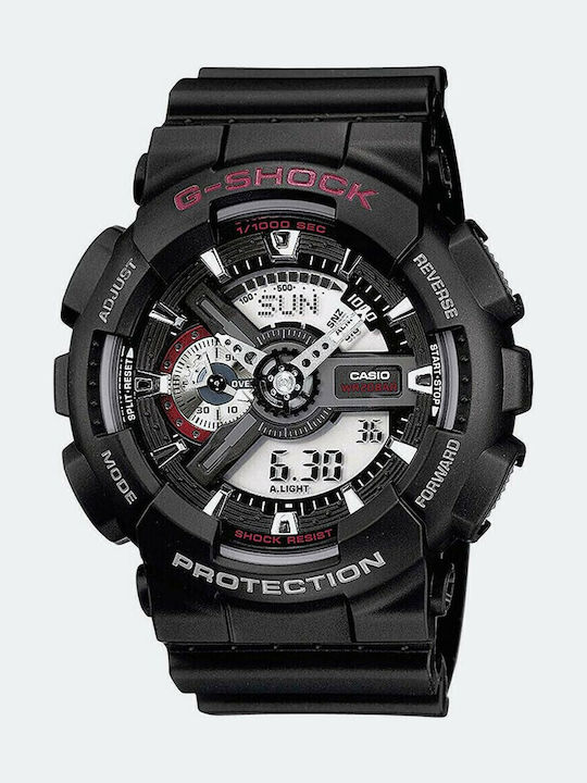 Casio G-Shock Αναλογικό/Ψηφιακό Ανδρικό Ρολόι 51.2mm Χρονογράφος Μπαταρίας με Μαύρο Καουτσούκ Λουράκι