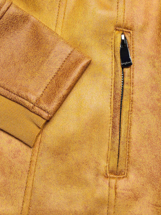 Sven Women's Short Biker Artificial Leather Jacket for Winter Yellow