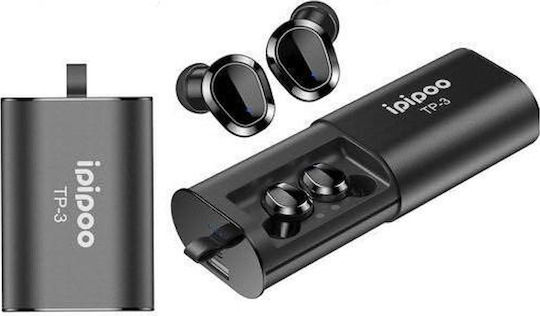 Ipipoo TP-3 In-ear Bluetooth Handsfree Ακουστικά με Θήκη Φόρτισης Μαύρα