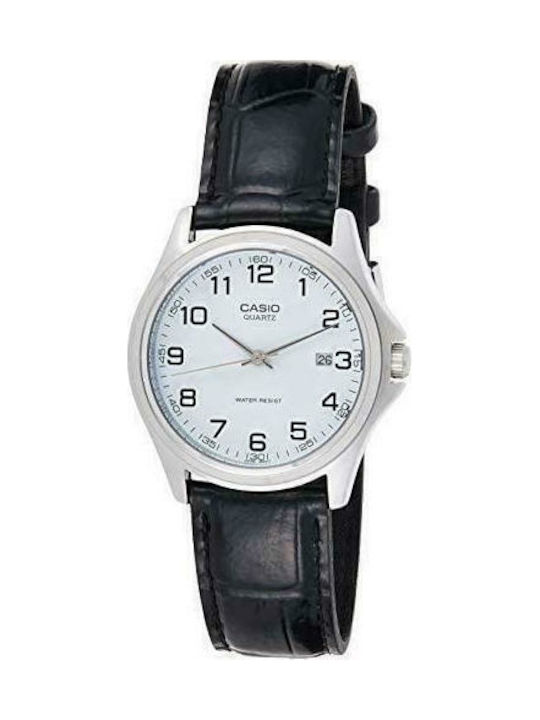 Casio Ανδρικό Ρολόι 38mm Μπαταρίας με Μαύρο Δερμάτινο Λουράκι