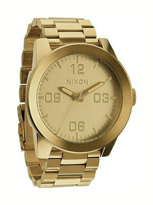 Nixon Ανδρικό Ρολόι 48mm Μπαταρίας με Χρυσό Μεταλλικό Μπρασελέ