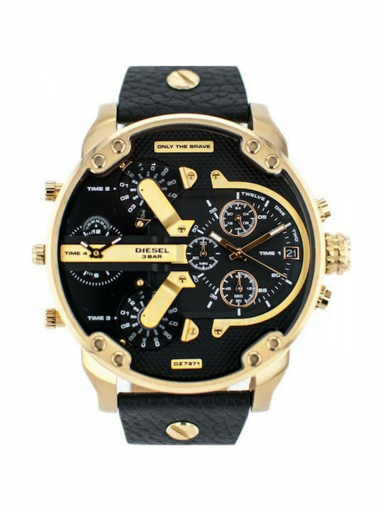 Diesel Mr Daddy 2 Ανδρικό Ρολόι 57mm Χρονογράφος Μπαταρίας με Μαύρο Δερμάτινο Λουράκι