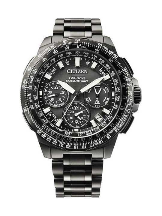 Citizen Promaster Satellite Wave Herrenuhr 47mm Eco - Antrieb mit Schwarz Metallarmband