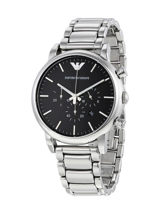 Emporio Armani Men's Watch 46mm Chronograph Battery with Silver Metal Bracelet