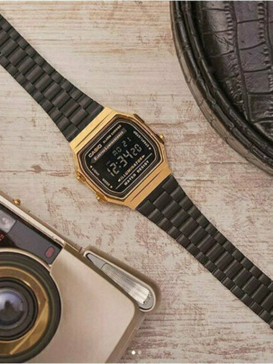 Casio Vintage Iconic Digital Men's Watch 36.3mm Battery with Black Metal Bracelet