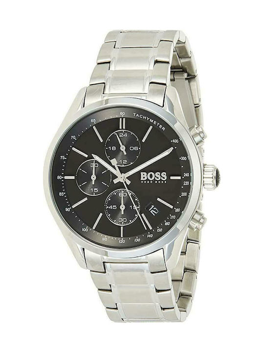 Boss Grand Prix Herrenuhr 44mm Chronograph Batterie mit Silber Metallarmband
