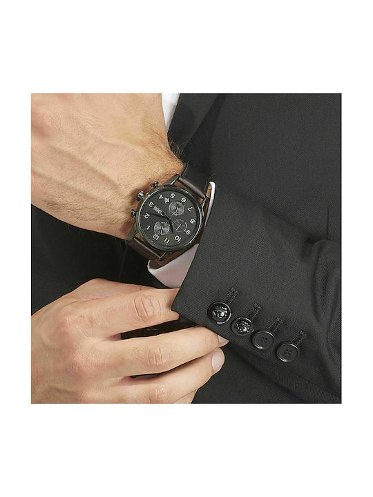 Hugo Boss Navigator Chrono Ceas Cronograf Baterie cu Negru Brățară din piele