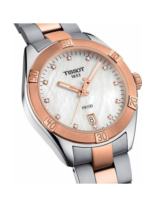 Tissot PR 100 Sport Chic Watch Chronograph with Silver Metal Bracelet