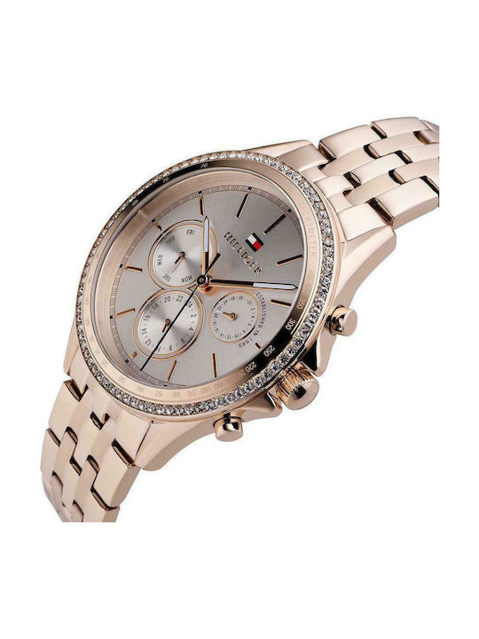 Tommy Hilfiger Ari Women's Watch Chronograph with Pink Gold Metal Bracelet