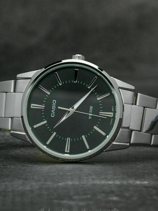 Casio Ανδρικό Ρολόι 40mm Μπαταρίας με Ασημί Μεταλλικό Μπρασελέ