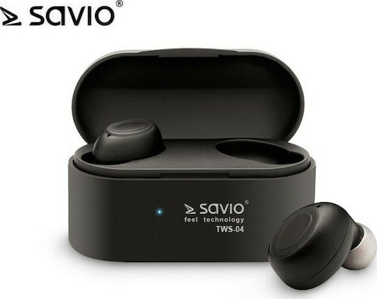 Savio TWS-04 In-Ear Bluetooth-Freisprecheinrichtung Kopfhörer mit Ladeetui Schwarz