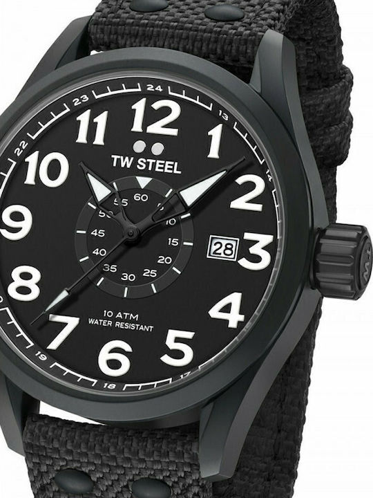 TW Steel Ανδρικό Ρολόι 45mm Χρονογράφος Μπαταρίας με Μαύρο Υφασμάτινο Λουράκι