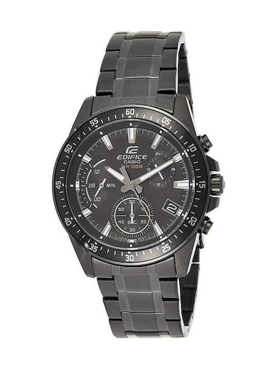 Casio Edifice Watch Chronograph Battery with Black Metal Bracelet