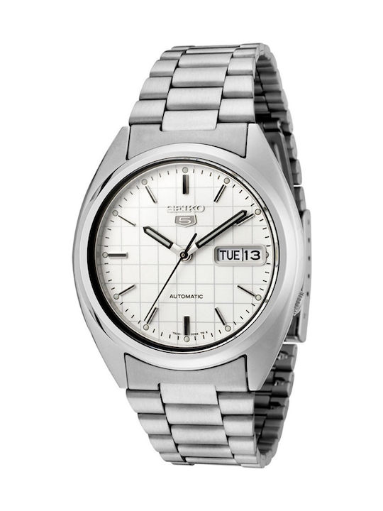 Seiko 5 Automatic Herrenuhr 37mm Automatisch mit Silber Metallarmband