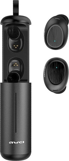 Awei T55 In-ear Bluetooth Handsfree Ακουστικά με Θήκη Φόρτισης Μαύρα