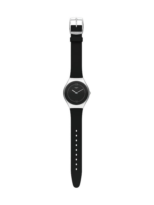 Swatch Skinalliage Watch with Black Leather Strap