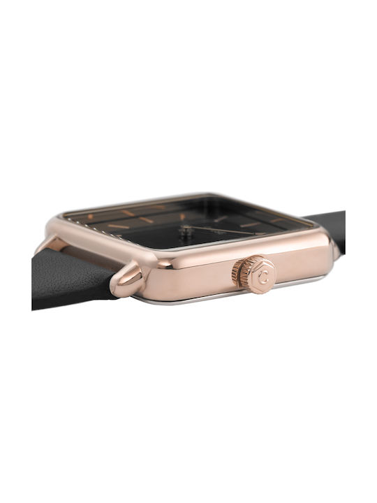La Garconne Women's Watch with Black Leather Strap