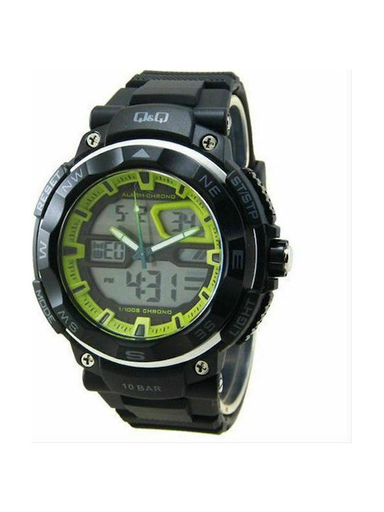 Q&Q Watch Battery with Black Rubber Strap