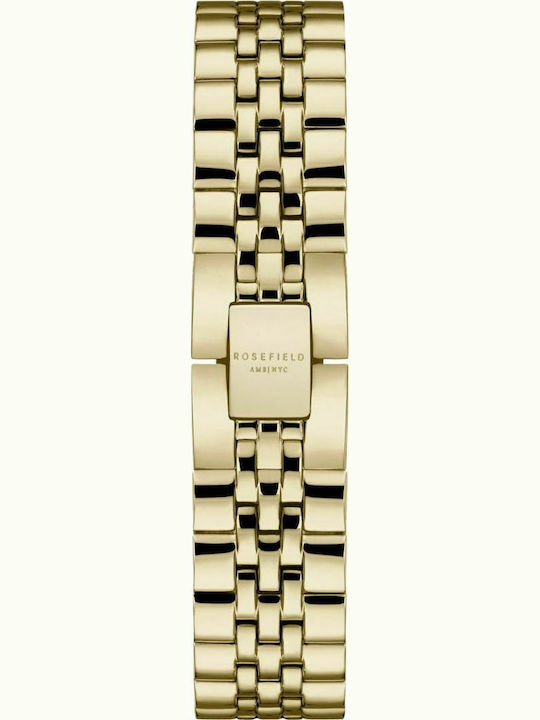 Rosefield Mini Boxy Steel Women's Watch with Gold Metal Bracelet