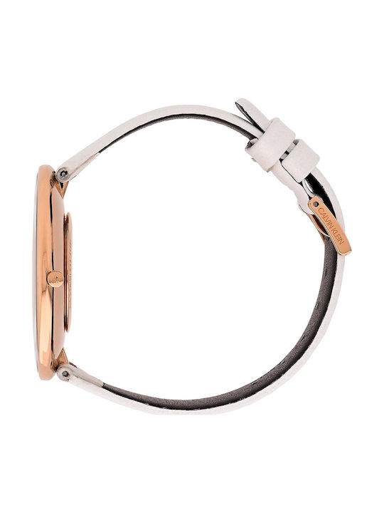 Watch with White Leather Strap