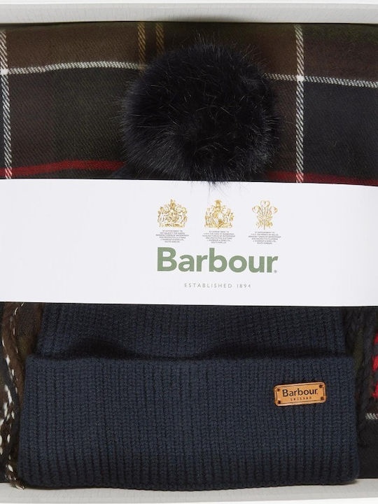 Barbour Frauen Set mit Beanie Gestrickt in Marineblau Farbe