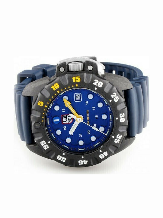 Luminox Scott Cassell Deep Dive 1550 Series Men's Watch 45mm Battery with Blue Rubber Strap