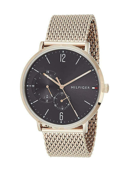 Tommy Hilfiger Brooklyn Men's Watch 40mm Chronograph Battery with Pink Gold Metal Bracelet