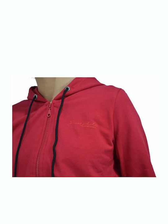 Cropped Women's Hoodie Sweater with Hood Red
