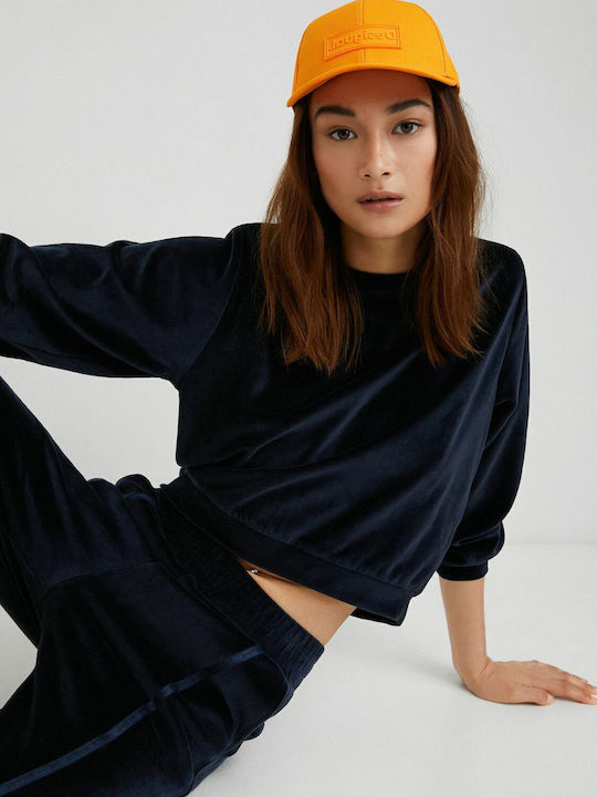 Damen Sweatshirt Samt Blau