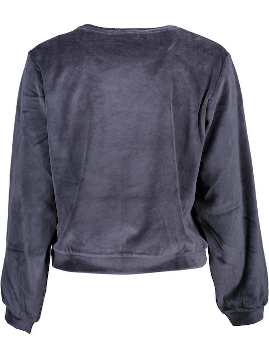 Damen Sweatshirt Samt Blau