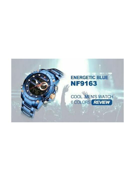 Naviforce Digital Watch Chronograph Battery with Blue Metal Bracelet