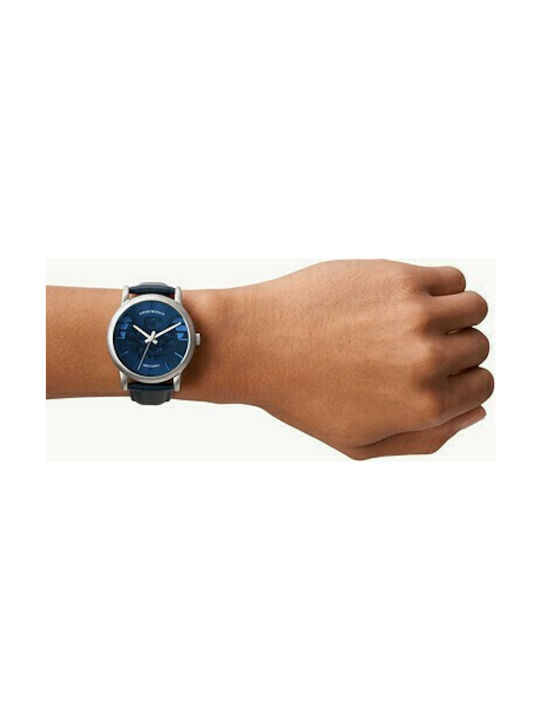 Emporio Armani Uhr Batterie mit Blau Lederarmband