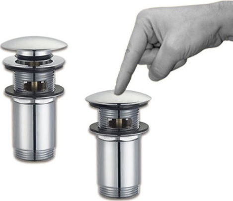 Viospiral Pop Up Brass Valve Sink with Overflow, Output 32mm and Size 7x9cm Silver