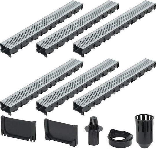 vidaXL Plastic Canal Duș cu Dimensiune 100x12.5cm Argintiu 6buc