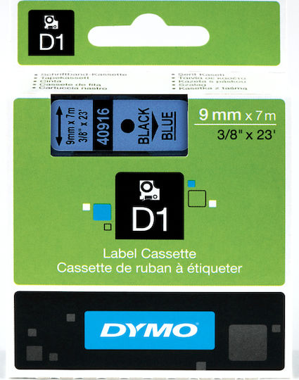Dymo 40916 Bandă Pentru Etichetări 7m x 9mm În Culoare Albastră Serie Compatibilă Cu Dymo D1