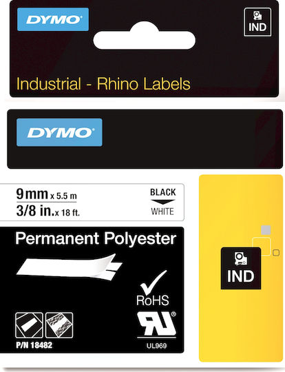 Dymo Label Maker Tape 5.5m x 9mm in White Colour Compatible with Dymo D1 Dymo Rhino/IND