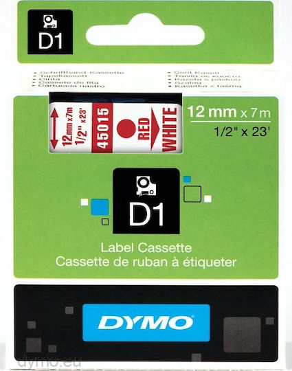 Dymo 45015 Label Maker Tape 7m x 12mm In White Colour Compatible With Dymo D1