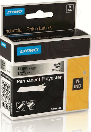 Dymo 18486 Етикетна Лента 5.5м x 12мм В Сребрист Цвят Съвместима С Dymo Rhino/IND