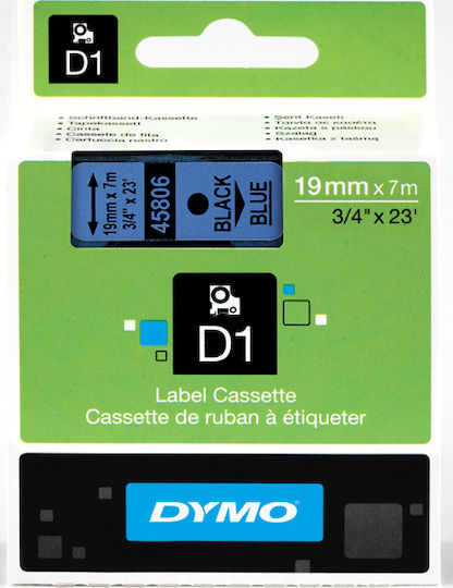 Dymo 45806 Ταινία Ετικετογράφου 7m x 19mm σε Μπλε Χρώμα Συμβατή με Dymo D1