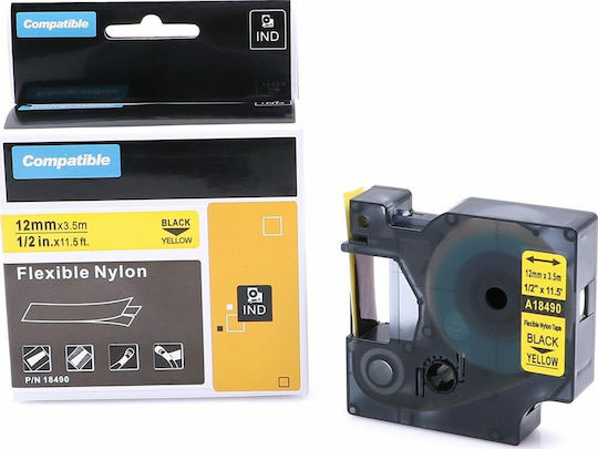 Dymo 18490 Етикетна Лента 3.5м х 12мм в Жълт Цвят Съвместима с Dymo Rhino/IND