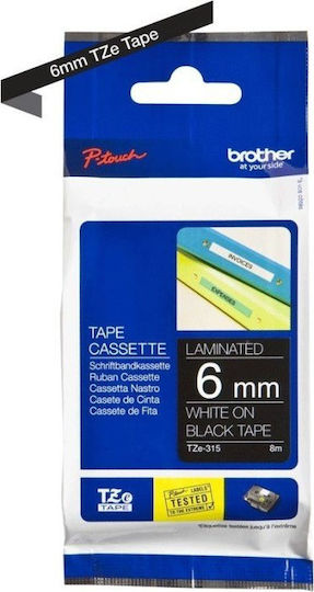 Brother TZe-315 Label Maker Tape 8m x 6mm in Black Colour Compatible with Brother TZe/TZ