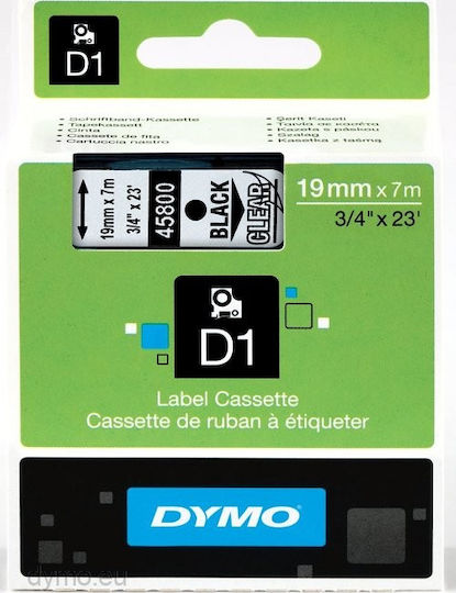 Dymo 45800 Label Maker Tape 7m x 19mm In Transparent Colour Compatible With Dymo D1