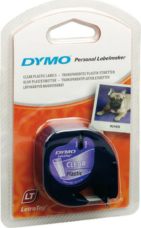 Dymo 12267 Label Maker Tape 4m x 12mm in Transparent Colour Compatible with Dymo LetraTag/LT