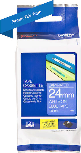 Brother Label Maker Tape 8m x 24mm in Blue Colour Compatible with Brother TZe/TZ