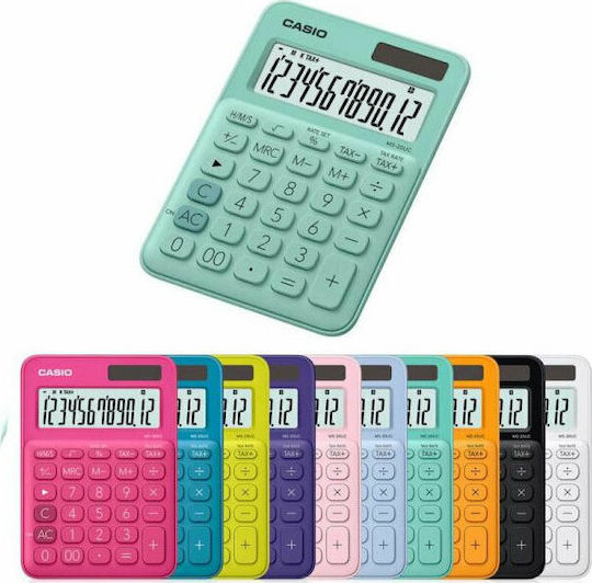 Casio MS-20UC Αριθμομηχανή Λογιστική 12 Ψηφίων σε Πράσινο Χρώμα