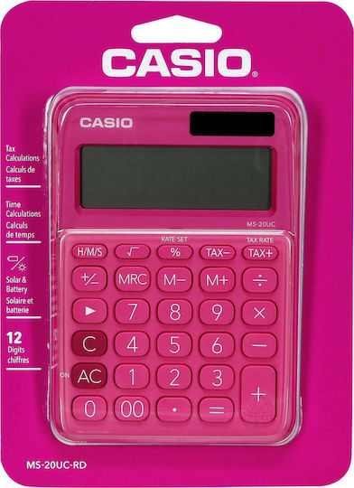 Casio MS-20UC Calculator Accounting 12 Digits in Fuchsia Color 1pcs