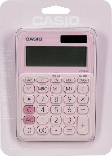 Casio MS-20UC Αριθμομηχανή Λογιστική 12 Ψηφίων σε Ροζ Χρώμα