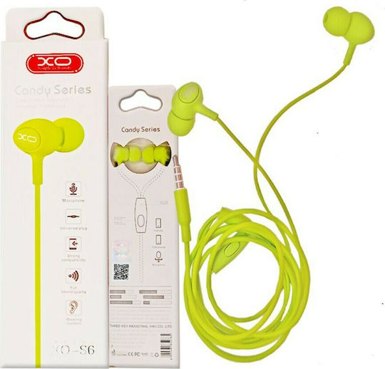 XO S6 In-ear Handsfree Headphones with Connector 3.5mm Green